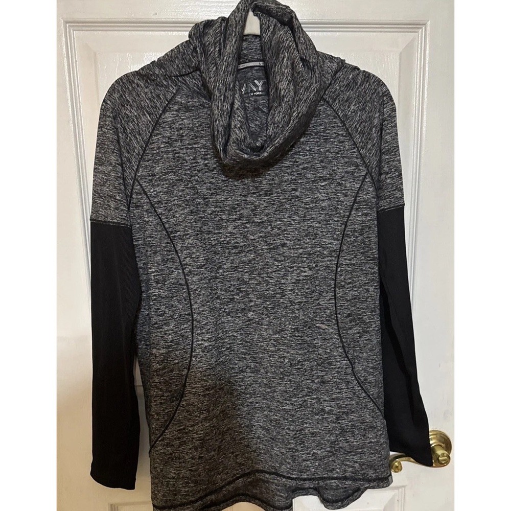 Marc New York Performance Mock Athletic Wear Thumb Holes Black White Gray Sz LG